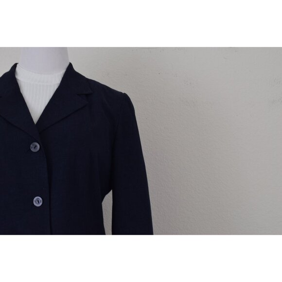Vintage 90s Navy Linen/Rayon Jacket size 10‎ - Picture 5 of 10